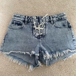 PACSUN LACE UP JEAN SHORTS